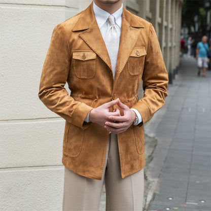 Suede Safari Jacket With Slim Fit